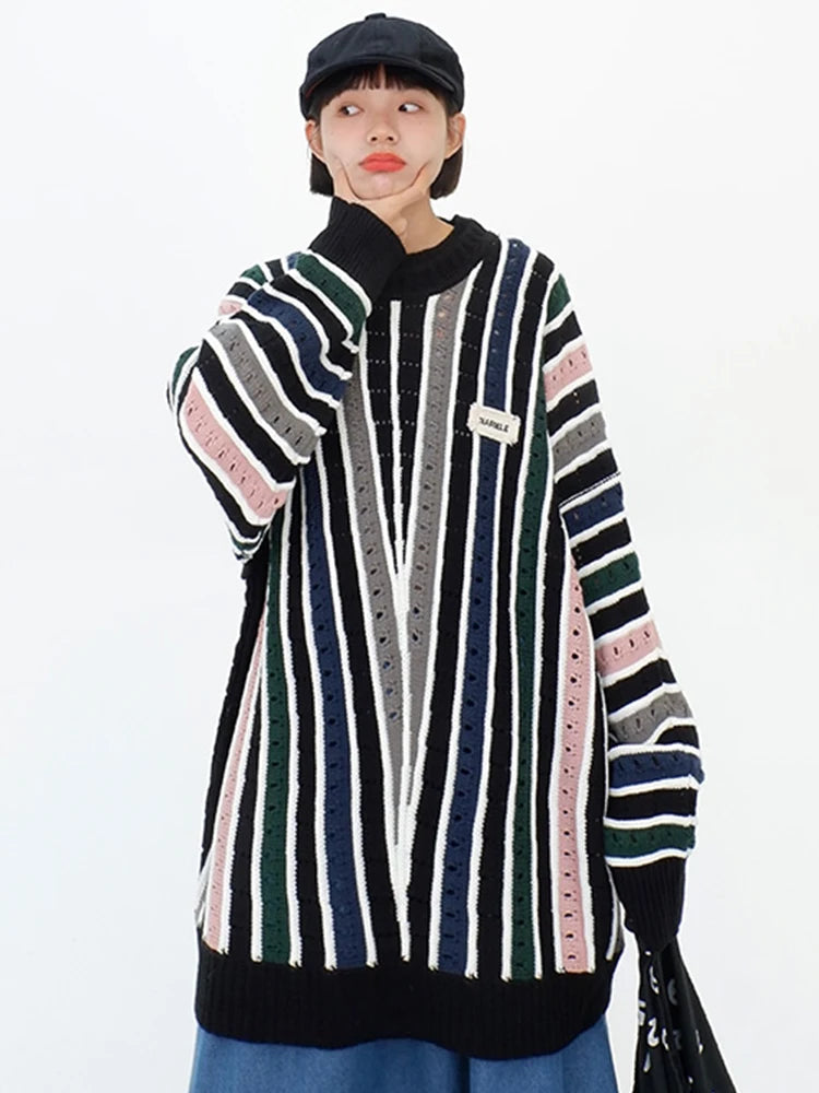 Striped Contrast Knit Pullover – same ANTHEM | French Chic Soulmate Sweater