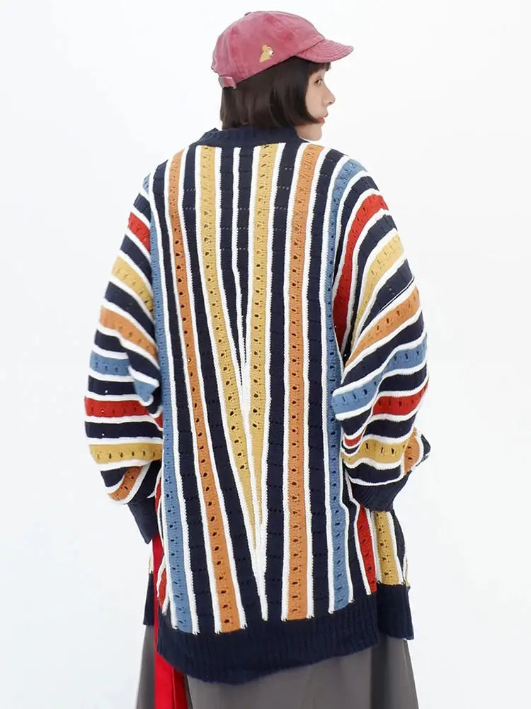 Striped Contrast Knit Pullover – same ANTHEM | French Chic Soulmate Sweater
