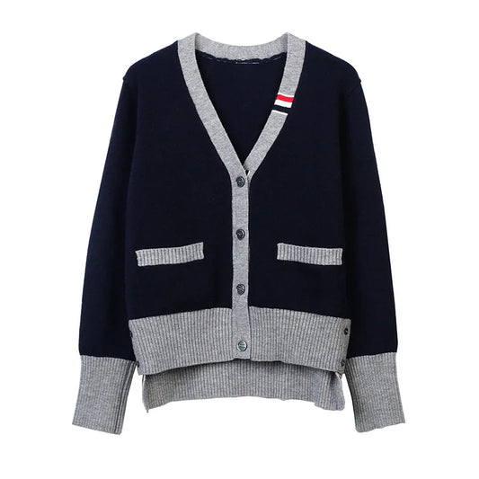 Striped Knit Cardigan – Korean French-Japanese Soulmate Streetwear | same ANTHEM.**