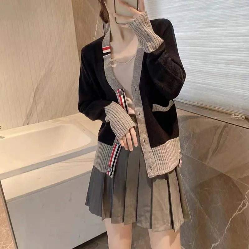 Striped Knit Cardigan – Korean French-Japanese Soulmate Streetwear | same ANTHEM.**