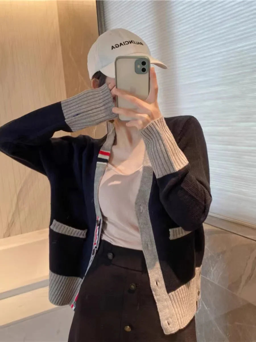 Striped Knit Cardigan – Korean French-Japanese Soulmate Streetwear | same ANTHEM.**