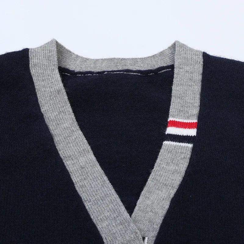 Striped Knit Cardigan – Korean French-Japanese Soulmate Streetwear | same ANTHEM.**