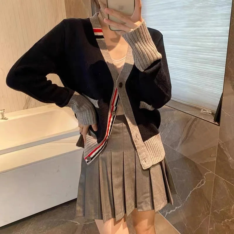 Striped Knit Cardigan – Korean French-Japanese Soulmate Streetwear | same ANTHEM.**