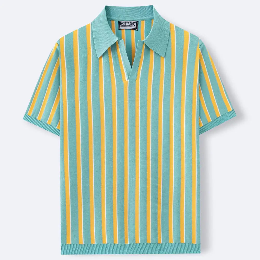 Striped Knitted Polo Shirt with Lapels | same ANTHEM. Soulmate Streetwear