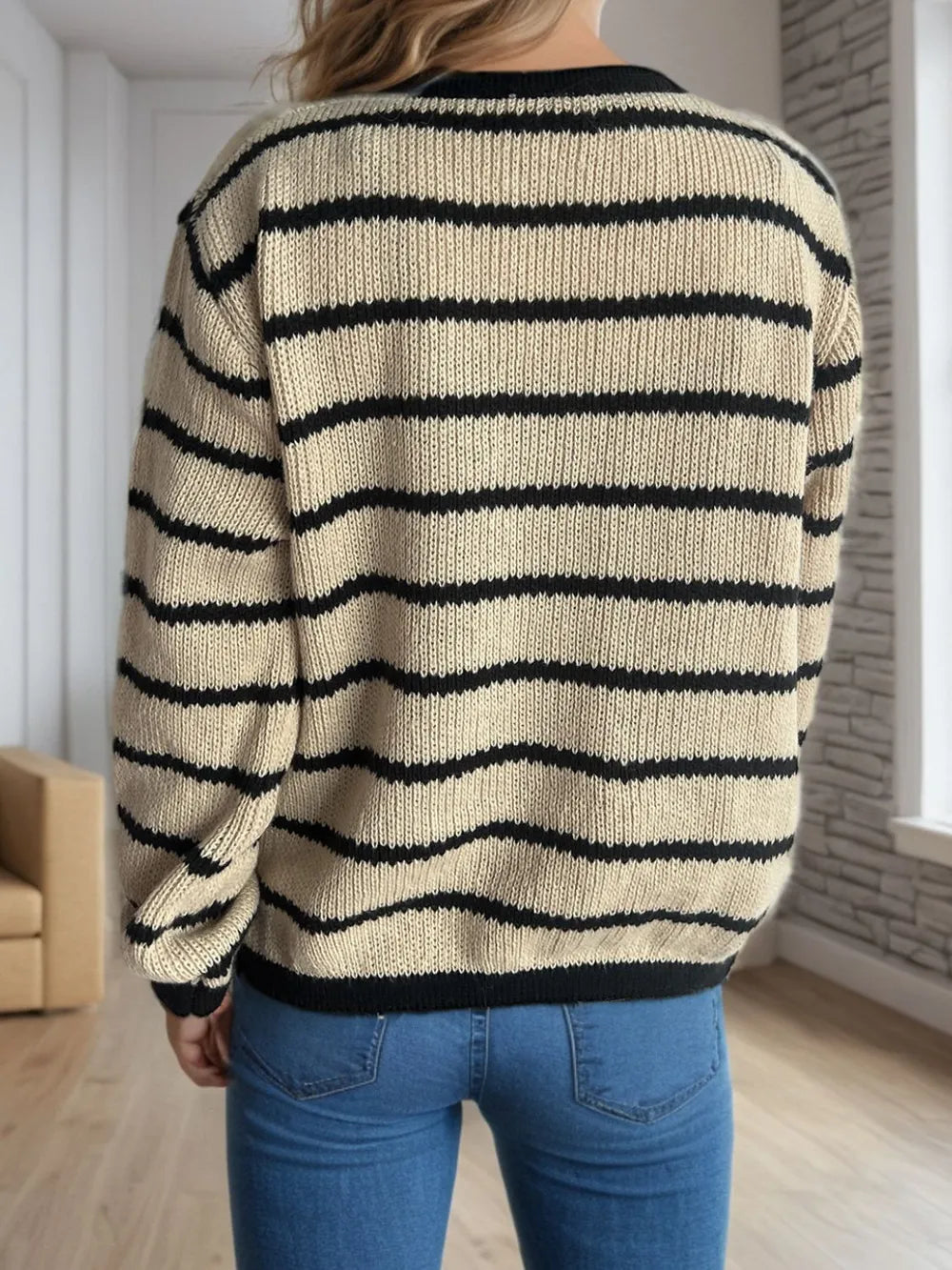Striped Round Neck Cardigan – Cute Chic & Dreamy Layers | same ANTHEM