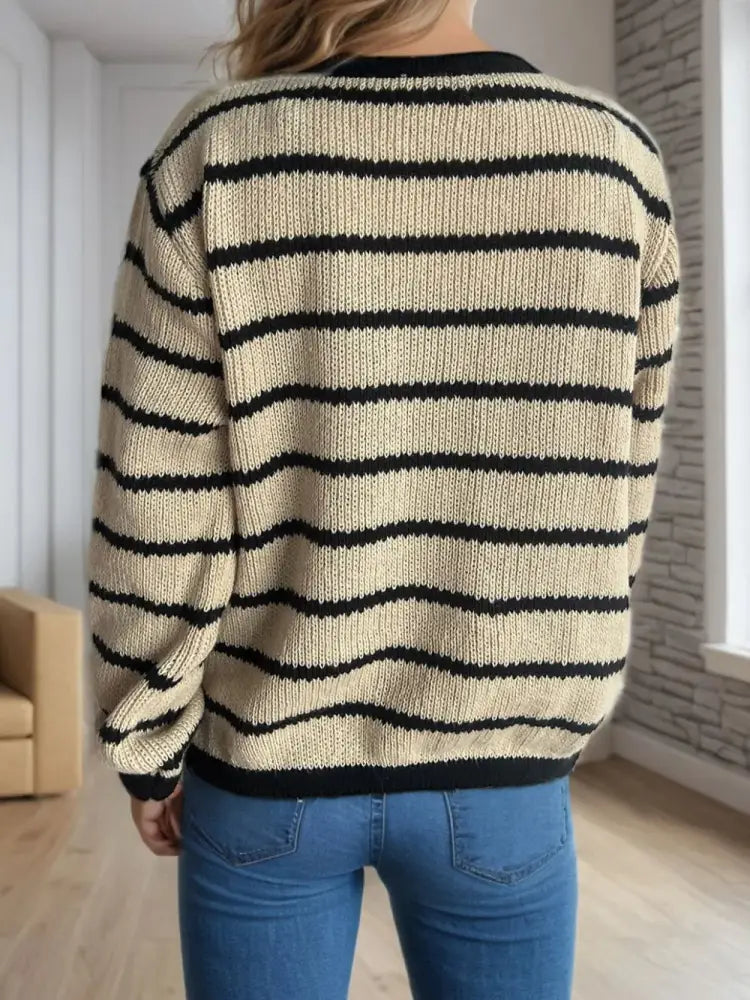 Striped Round Neck Cardigan – Cute Chic & Dreamy Layers | same ANTHEM
