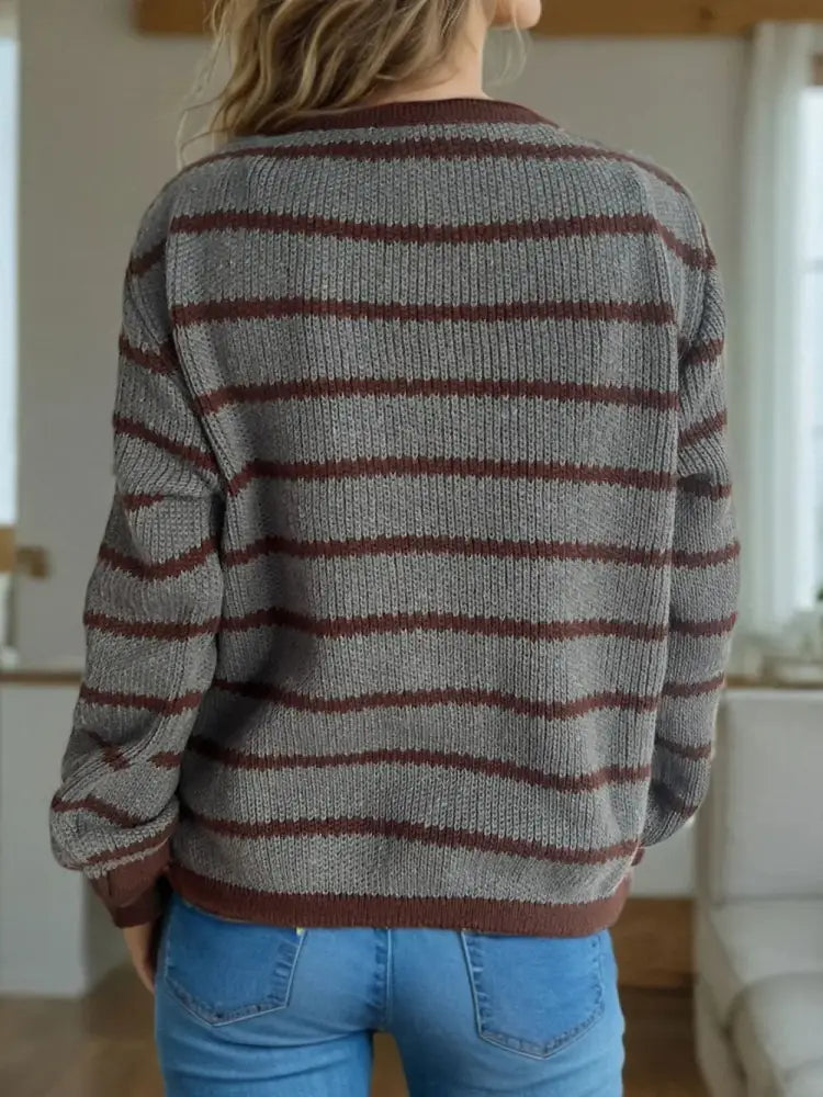Striped Round Neck Cardigan – Cute Chic & Dreamy Layers | same ANTHEM
