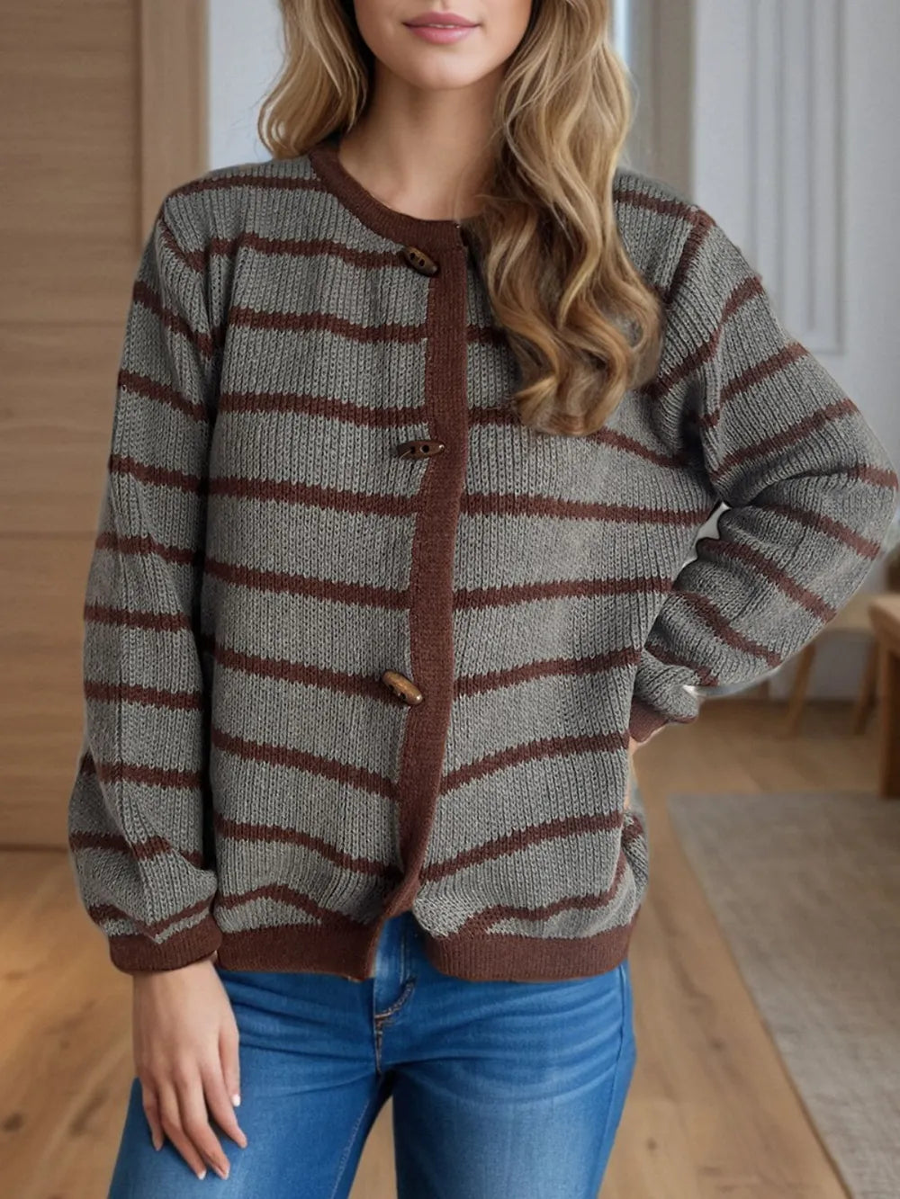Striped Round Neck Cardigan – Cute Chic & Dreamy Layers | same ANTHEM
