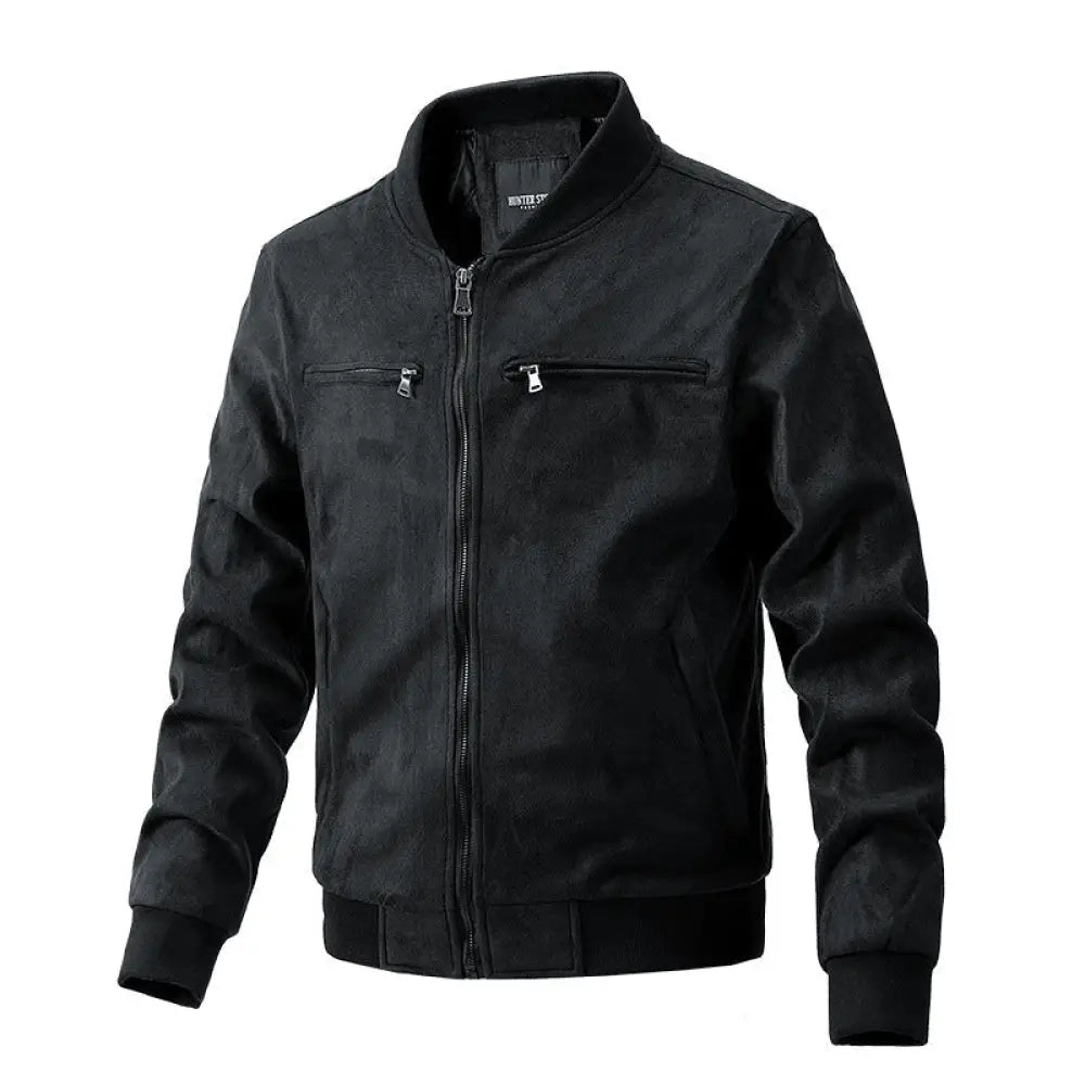 Suede Stand Collar Men’s Jacket – Classic Casual with Street Soul | same ANTHEM - Black / L