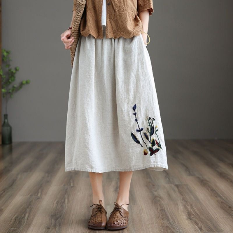 Summer Retro Soulmate Skirt – Lover’s Cotton & Linen Skirt for Friends & Free Spirits - Optic Linen / 2XL - Skirt