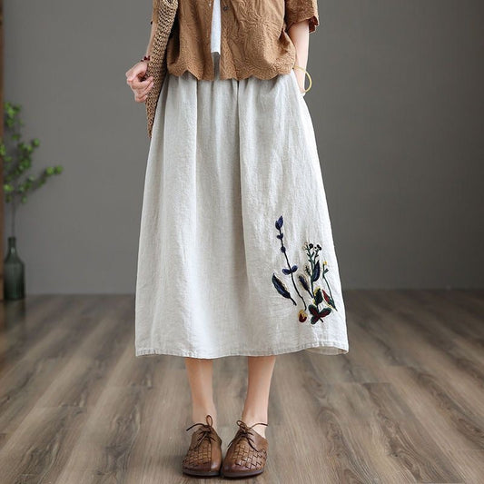 Summer Retro Soulmate Skirt – Lover’s Cotton & Linen Skirt for Friends & Free Spirits - Skirt
