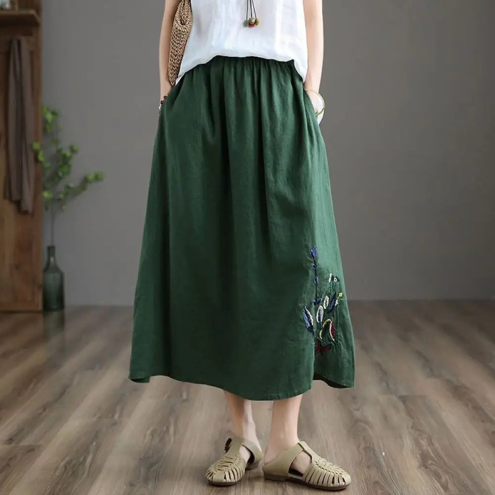 Summer Retro Soulmate Skirt – Lover’s Cotton & Linen Skirt for Friends & Free Spirits - Skirt