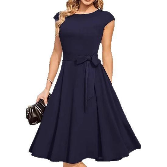 Summer Round Neck Sleeveless Swing Dress with Waist Belt | Trendy & Elegant Dress for Lovers | Same Anthem