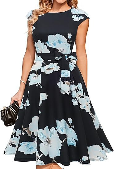 Summer Round Neck Sleeveless Swing Dress with Waist Belt | Trendy & Elegant Dress for Lovers | Same Anthem