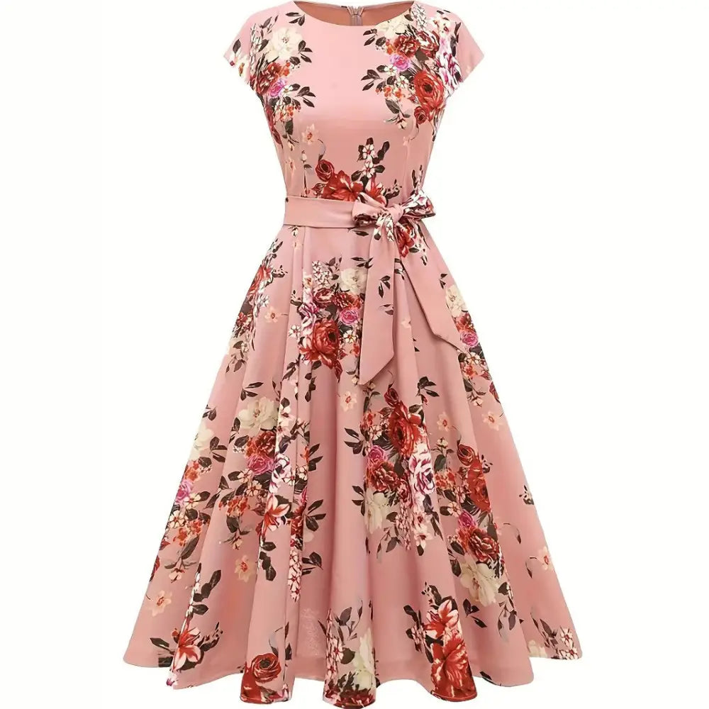 Summer Round Neck Sleeveless Swing Dress with Waist Belt | Trendy & Elegant Dress for Lovers | Same Anthem