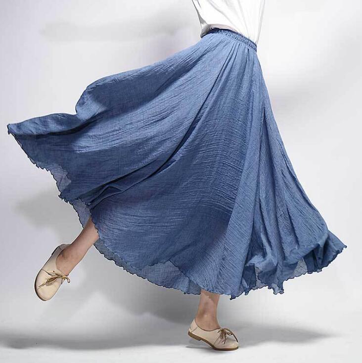 Summer Saia Skirt | Cotton & Linen Style for Lovers & Soulmates | Same ANTHEM - Blue01 / L