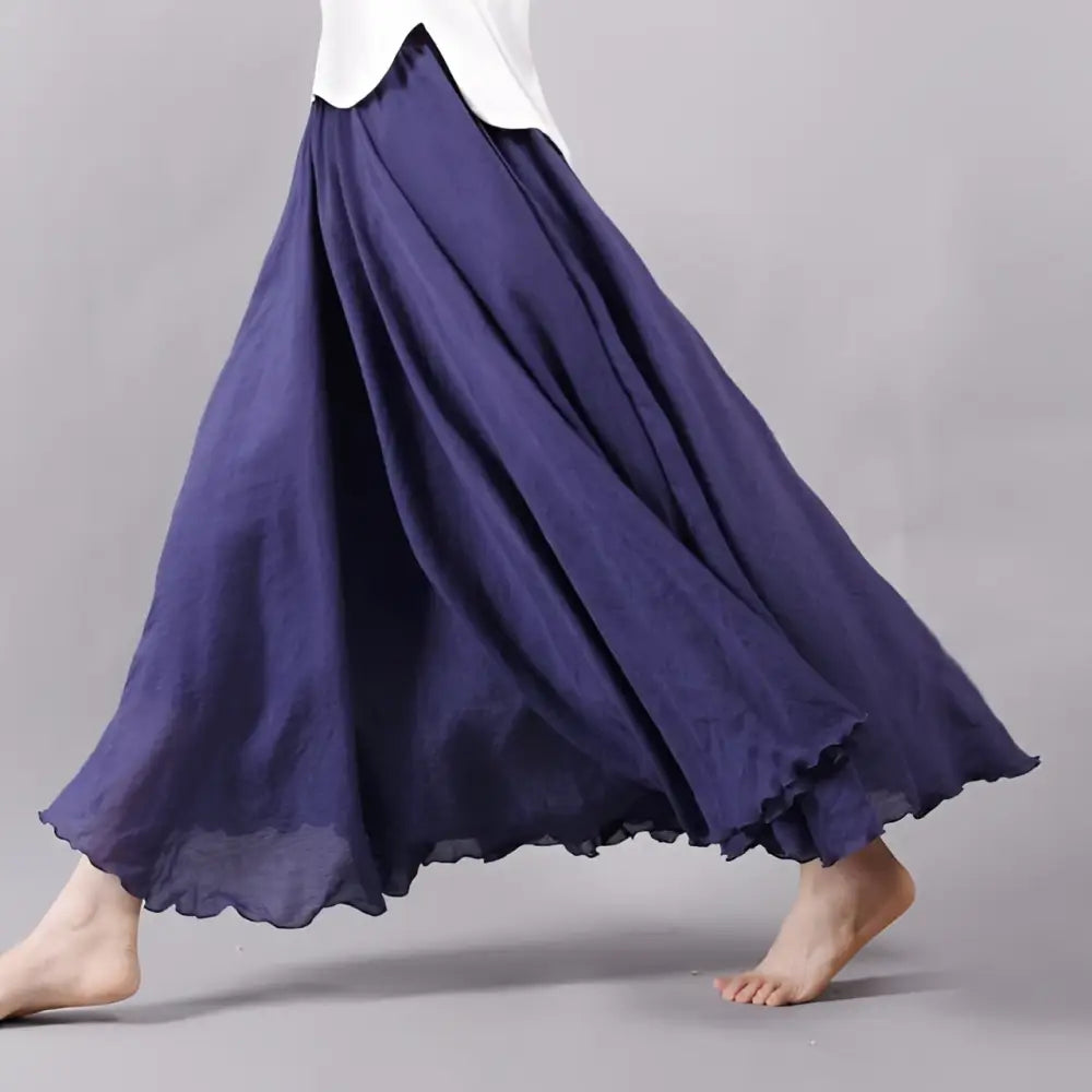 Summer Saia Skirt | Cotton & Linen Style for Lovers & Soulmates | Same ANTHEM - Navy / L