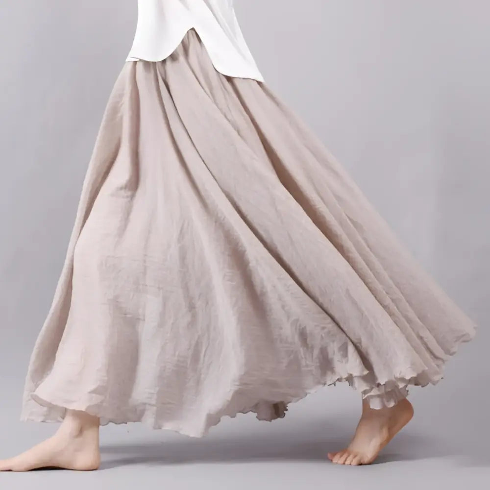 Summer Saia Skirt | Cotton & Linen Style for Lovers & Soulmates | Same ANTHEM - Beige / L