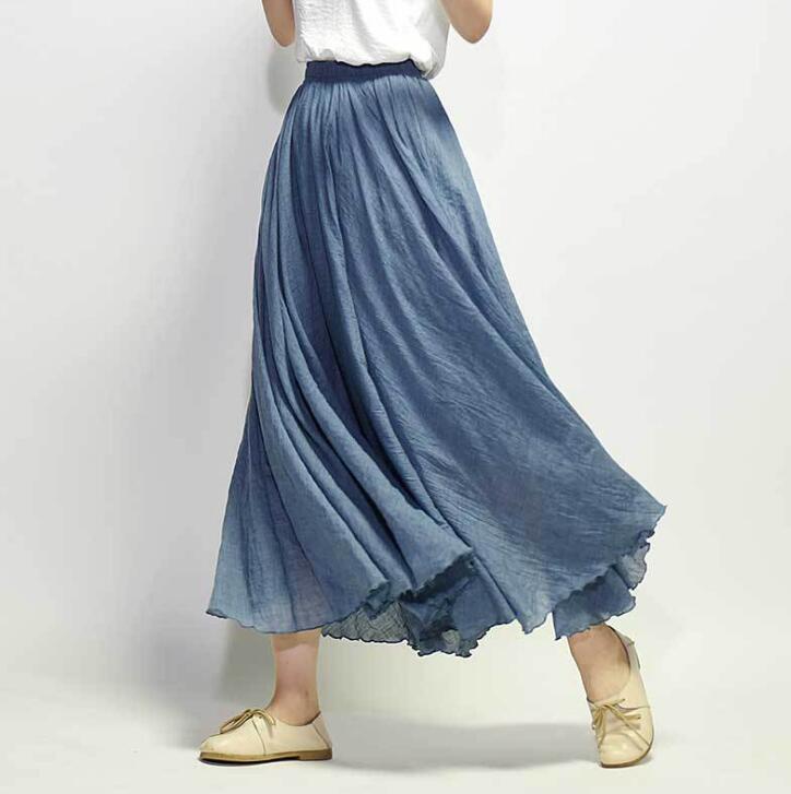 Summer Saia Skirt | Cotton & Linen Style for Lovers & Soulmates | Same ANTHEM - Blue02 / L