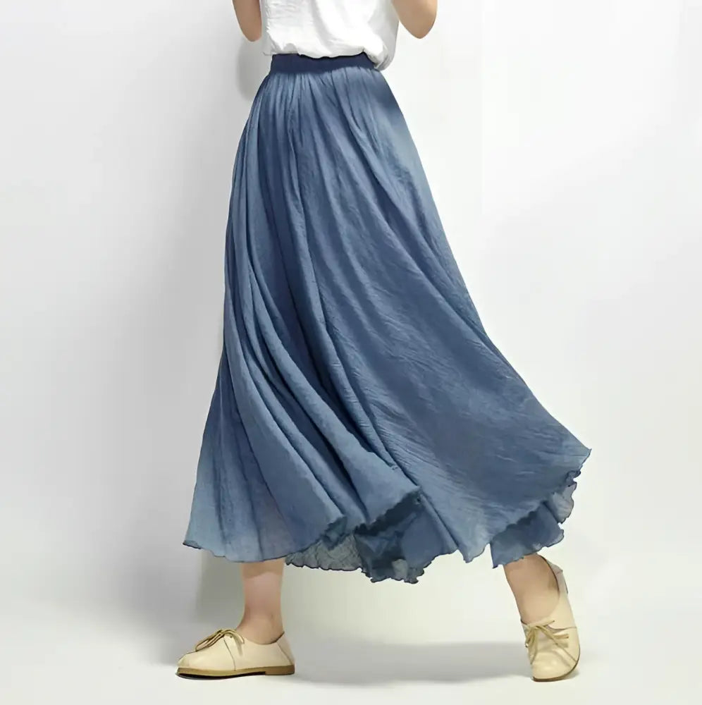 Summer Saia Skirt | Cotton & Linen Style for Lovers & Soulmates | Same ANTHEM - Blue02 / L