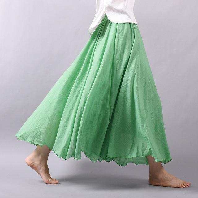 Summer Saia Skirt | Cotton & Linen Style for Lovers & Soulmates | Same ANTHEM - Green / L