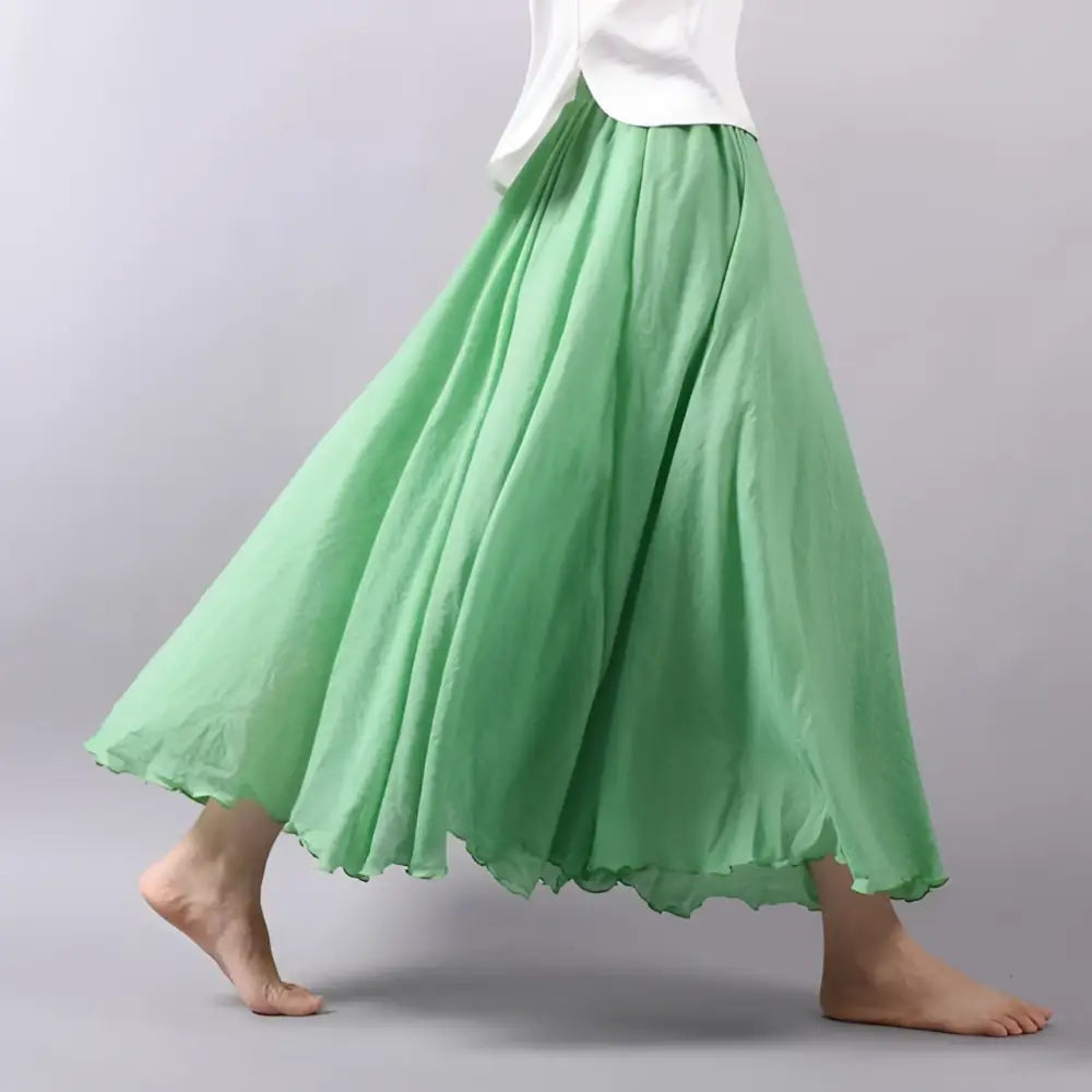 Summer Saia Skirt | Cotton & Linen Style for Lovers & Soulmates | Same ANTHEM - Green / L