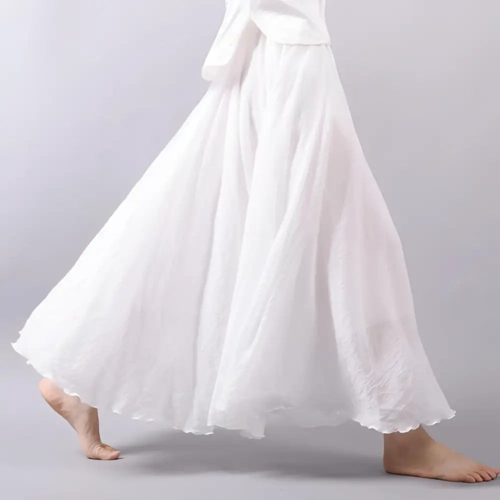 Summer Saia Skirt | Cotton & Linen Style for Lovers & Soulmates | Same ANTHEM - White / M