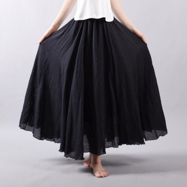 Summer Saia Skirt | Cotton & Linen Style for Lovers & Soulmates | Same ANTHEM - Black / L