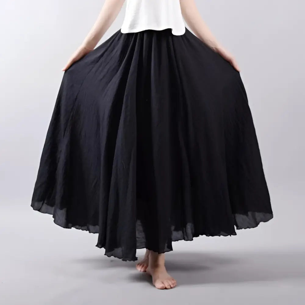 Summer Saia Skirt | Cotton & Linen Style for Lovers & Soulmates | Same ANTHEM - Black / L