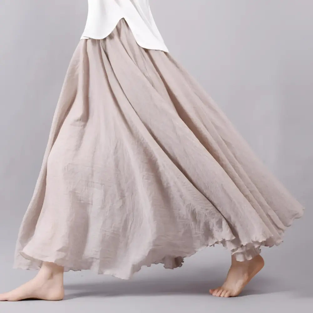 Summer Saia Skirt | Cotton & Linen Style for Lovers & Soulmates | Same ANTHEM - Beige / S