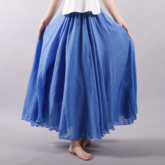 Summer Saia Skirt | Cotton & Linen Style for Lovers & Soulmates | Same ANTHEM - Dark blue / L