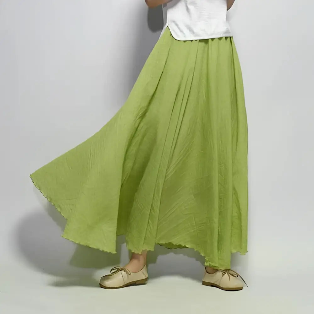 Summer Saia Skirt | Cotton & Linen Style for Lovers & Soulmates | Same ANTHEM - Green01 / L