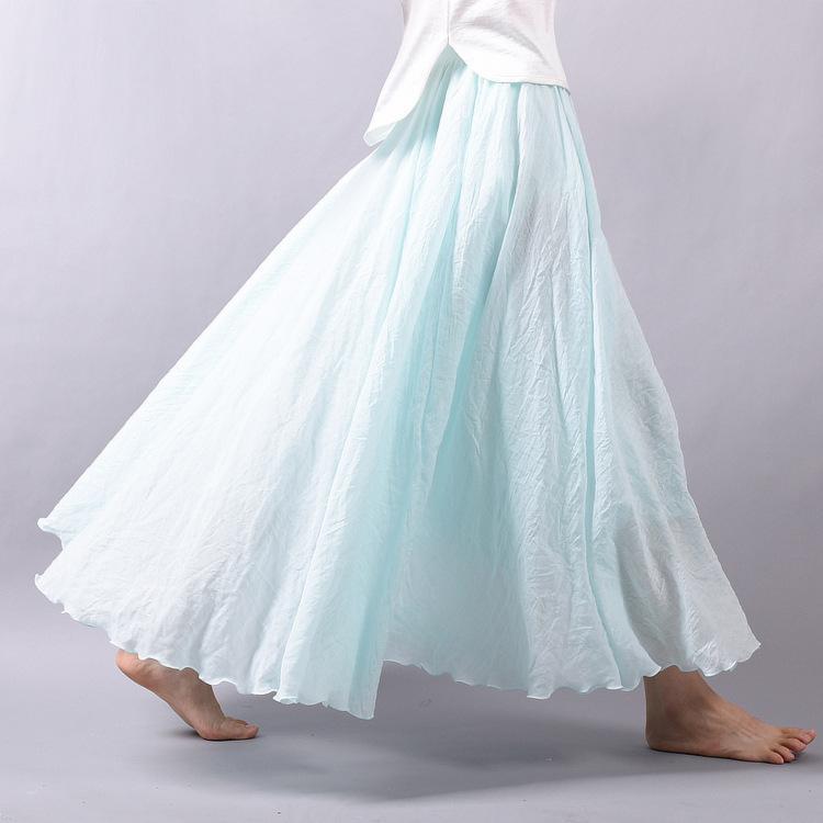 Summer Saia Skirt | Cotton & Linen Style for Lovers & Soulmates | Same ANTHEM - Light blue / L