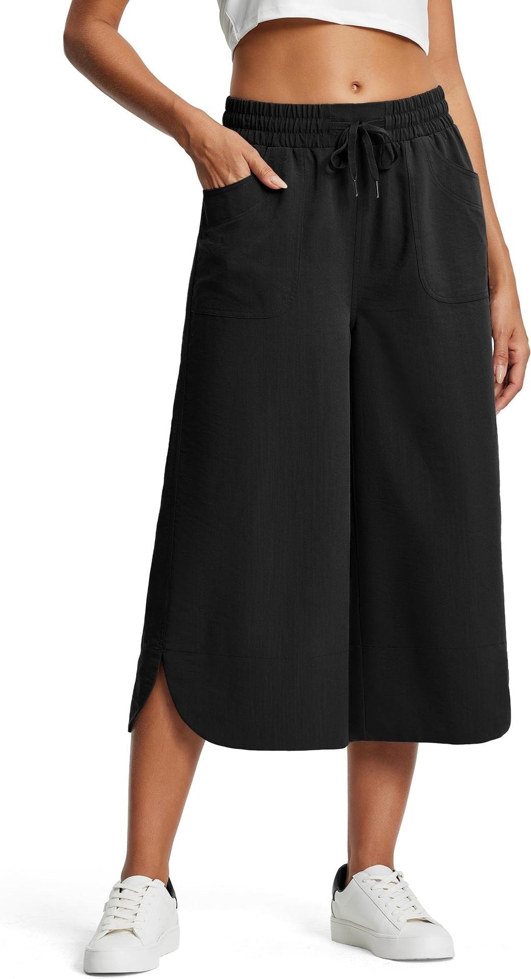 Summer Wide Leg Cropped Pants – Casual Chic Loose Fit | same ANTHEM - Black / L - Pants