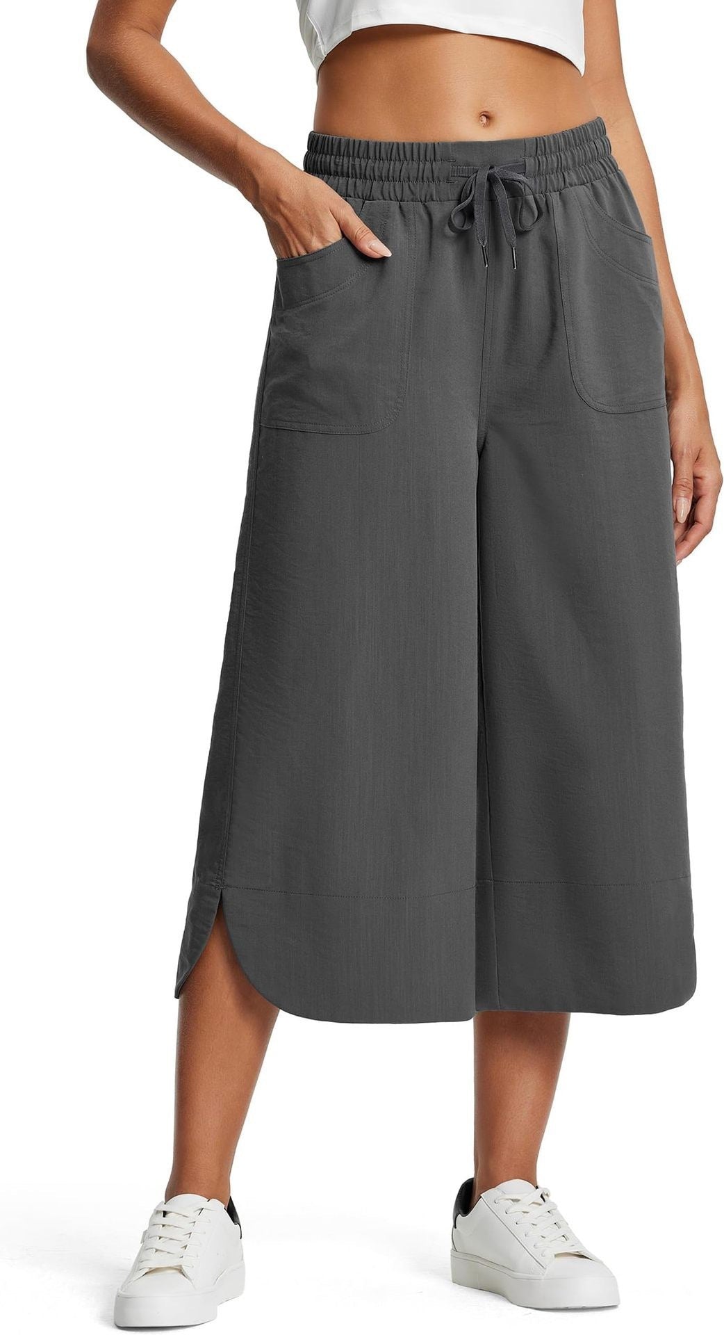 Summer Wide Leg Cropped Pants – Casual Chic Loose Fit | same ANTHEM - Gray / L - Pants