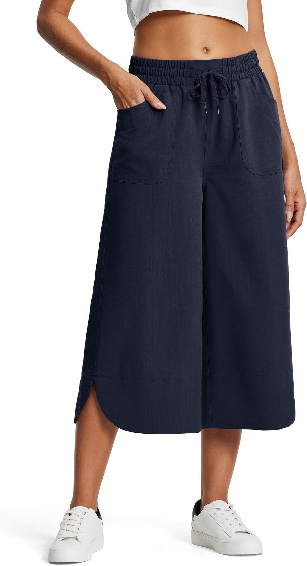 Summer Wide Leg Cropped Pants – Casual Chic Loose Fit | same ANTHEM - Navy Blue / L - Pants