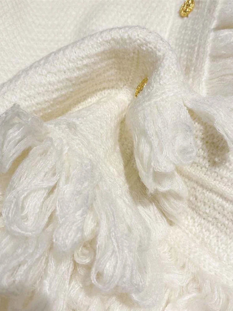 Tassel Fringe Knitted Cardigan – Dreamy Soulmate Streetwear | same ANTHEM - Beige / One Size
