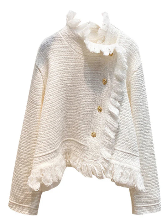 Tassel Fringe Knitted Cardigan – Dreamy Soulmate Streetwear | same ANTHEM - Beige / One Size