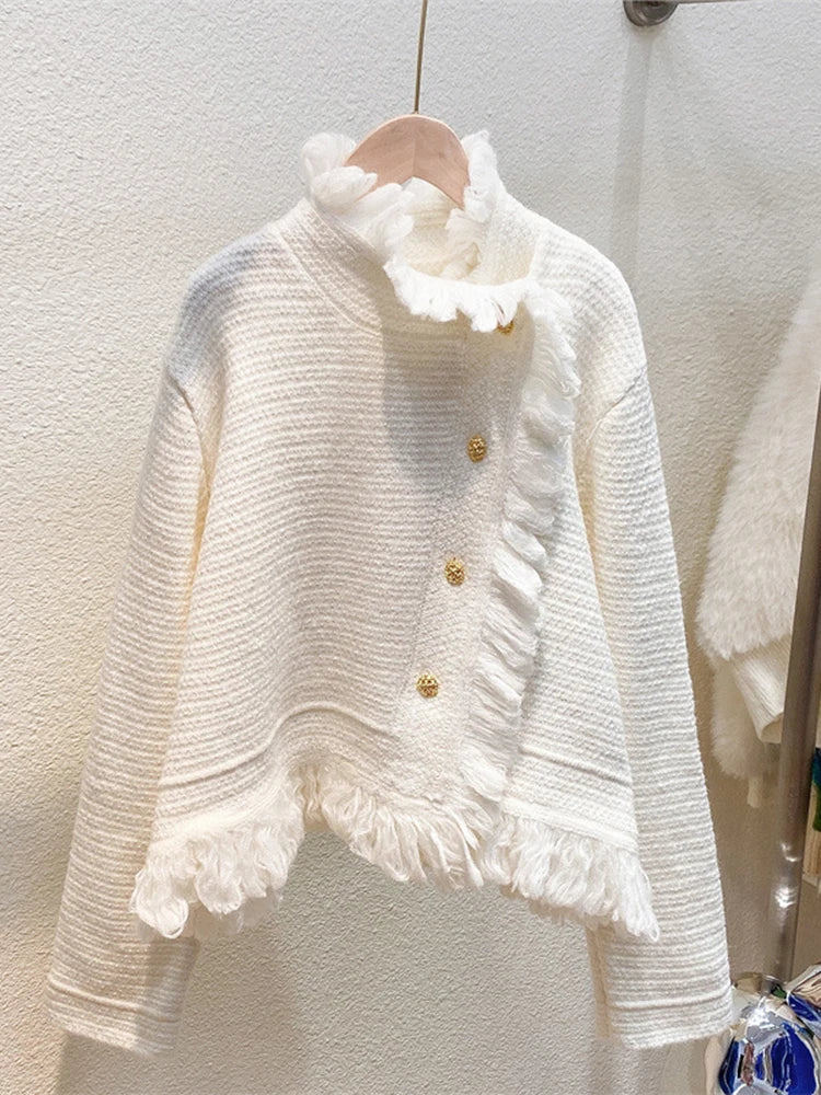Tassel Fringe Knitted Cardigan – Dreamy Soulmate Streetwear | same ANTHEM - Beige / One Size