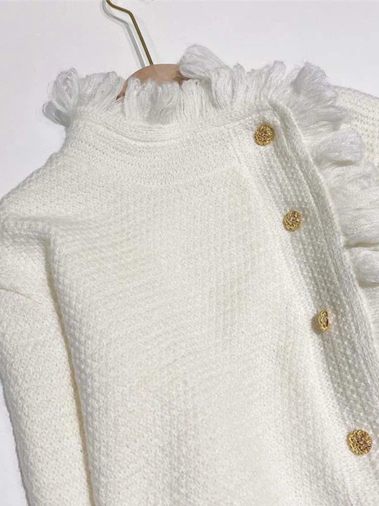 Tassel Fringe Knitted Cardigan – Dreamy Soulmate Streetwear | same ANTHEM - Beige / One Size
