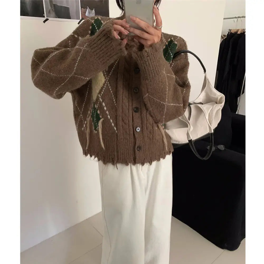 Tassel Knit Cardigan – Soulmate Streetwear for Women | same ANTHEM. - coffee / one size