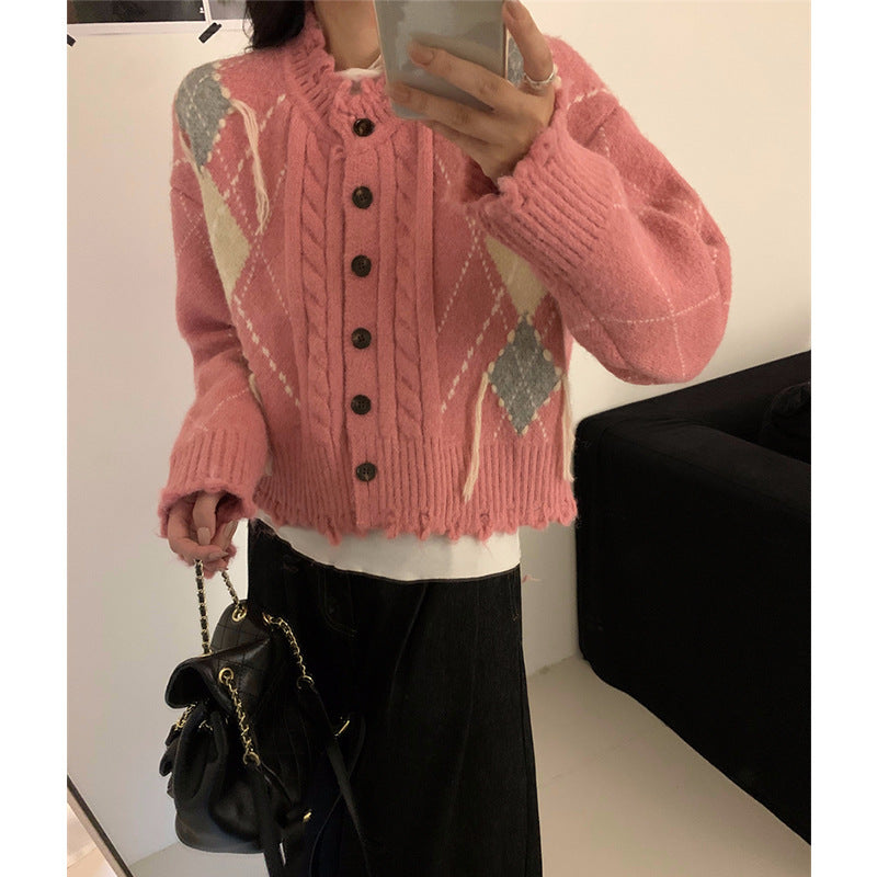 Tassel Knit Cardigan – Soulmate Streetwear for Women | same ANTHEM. - pink / one size