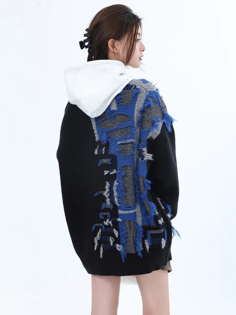 Tassel Loose Knit Cardigan | same ANTHEM. - Black / M