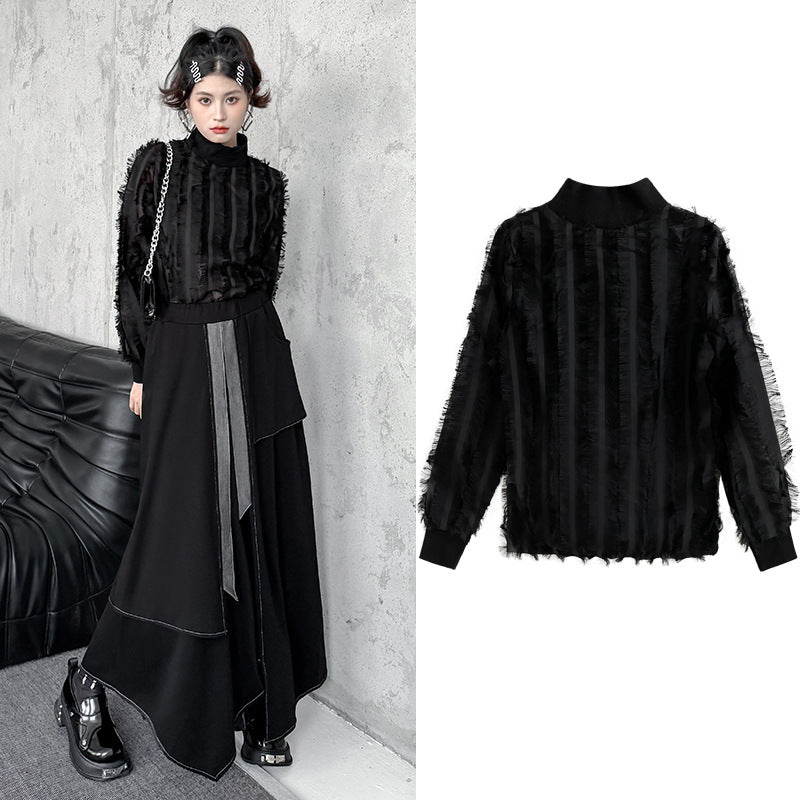 Tassel Patchwork T-Shirt – same ANTHEM | Dreamy Romantic French Classic Chic for Soulmates - Black / One size