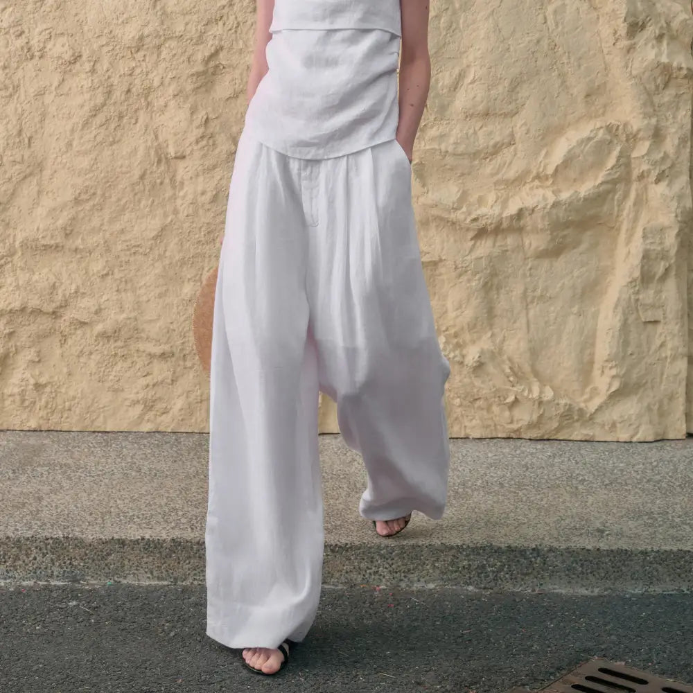 Tencel Linen Wide Leg Pants Women | Yamamoto Minimalist Style | same ANTHEM.