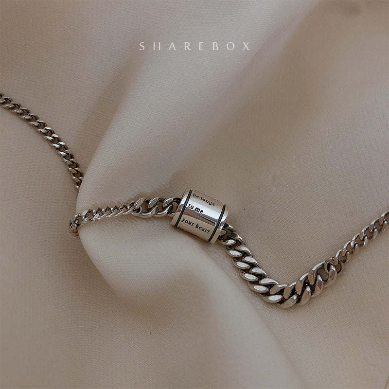 Thai Silver Geometric Cylindrical Pendant Necklace | Casual Boho Chic Jewellery | same ANTHEM - Copper White Gold Plated