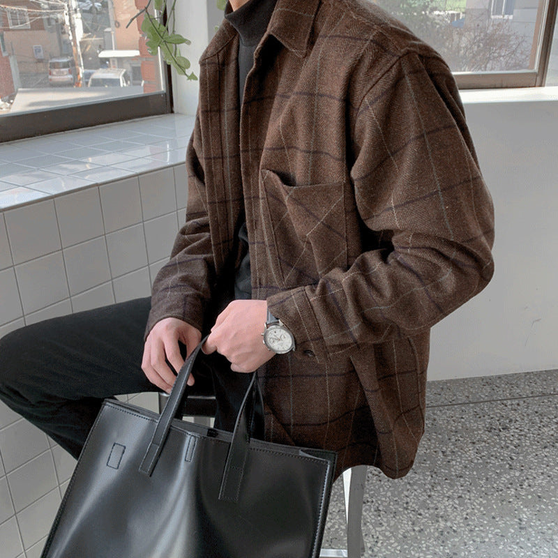 Thick Wool Plaid Shirt – Cozy Casual Layer for Every Day | same ANTHEM - Brown / 2XL