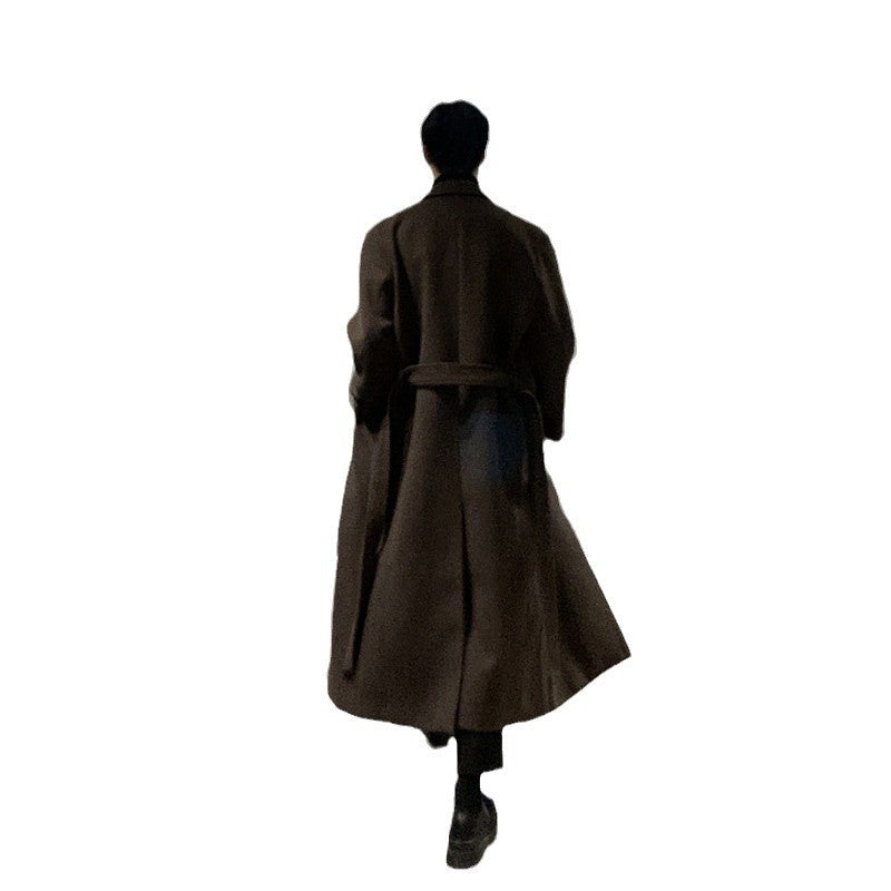 Thickened Belt Woolen Coat for Men | same ANTHEM. Soulmate Streetwear - Black / 2XL