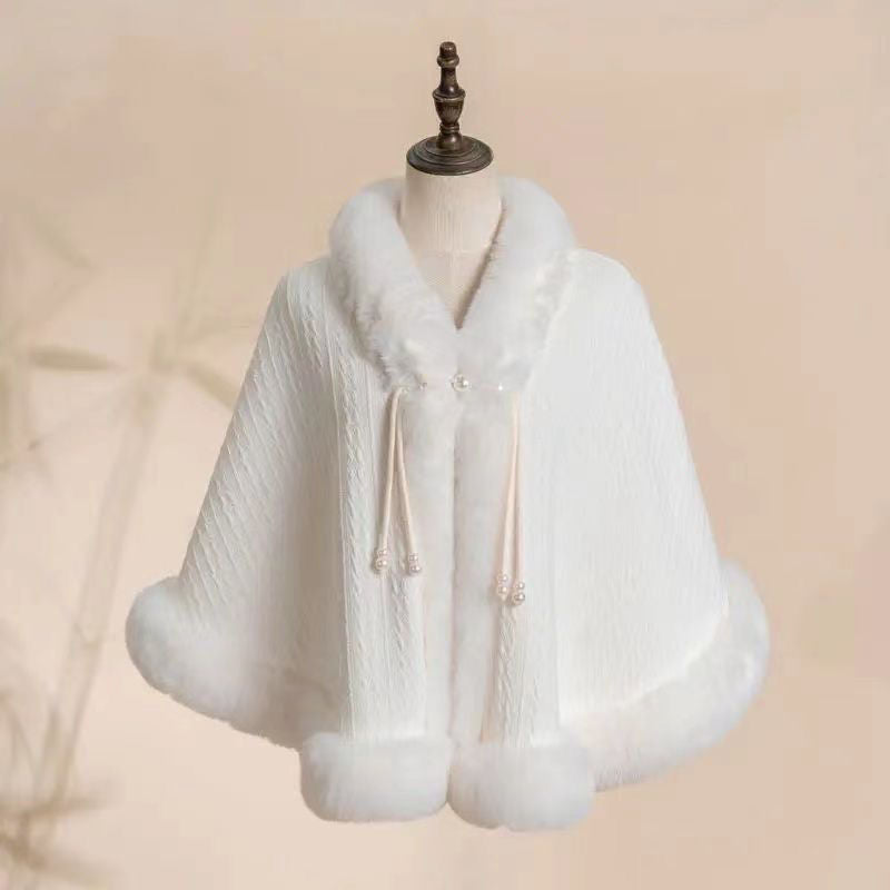 Thickened Velvet Cape Cloak | same ANTHEM. - National Phoenix White / One Size Fits All