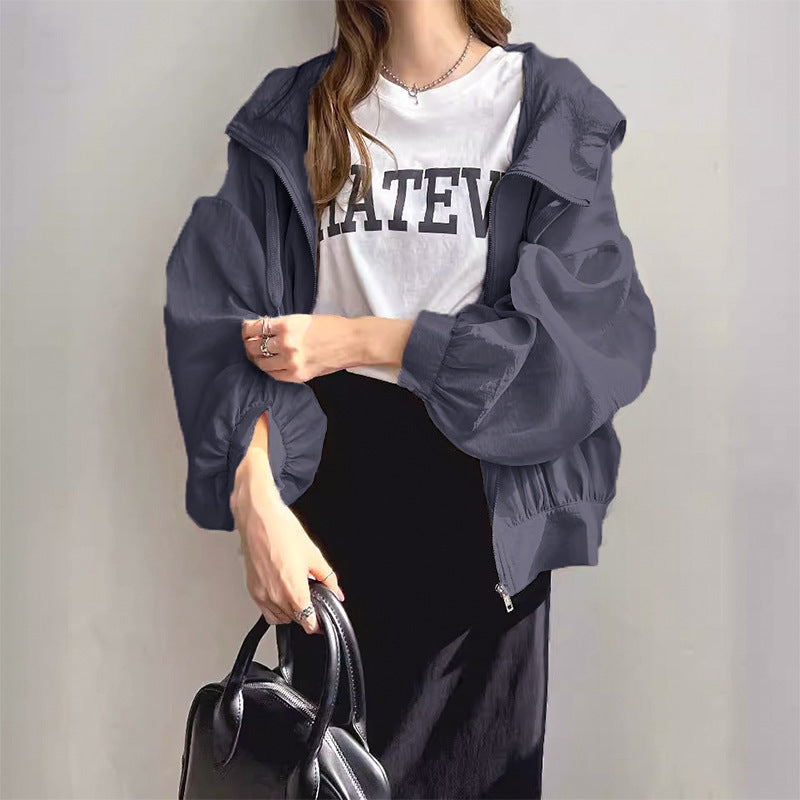 Thin Hooded Sun Protection Jacket – same ANTHEM. Soulmate Streetwear - Navy Blue / Free Size